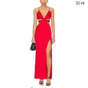 Superdown Vibrant Red Maxi Dress with Cut-Outs